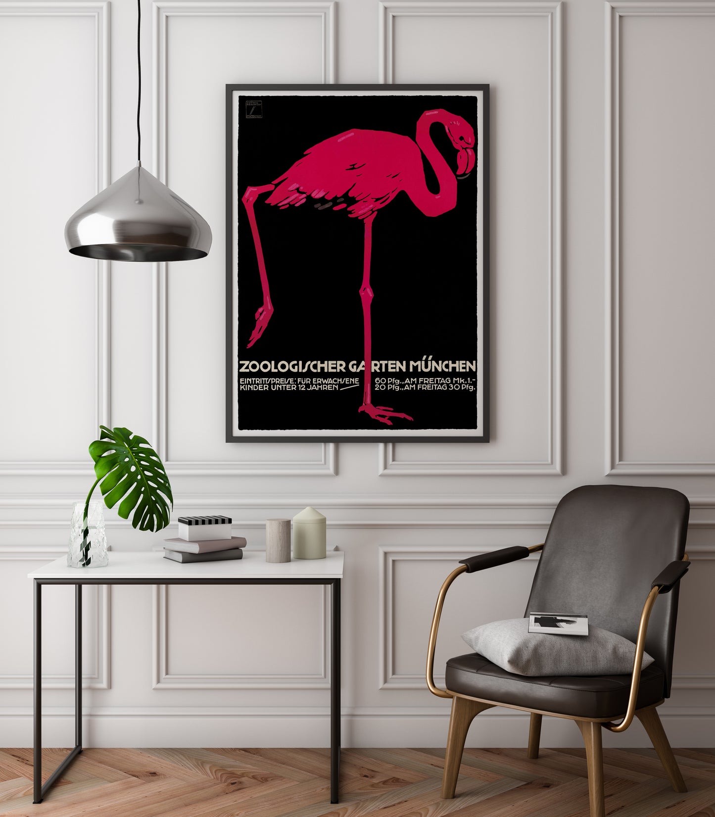 Ludwig Hohlwein, Pink Flamingo, Zoo Poster (1912)