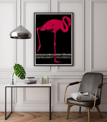 Ludwig Hohlwein, Pink Flamingo, Zoo Poster (1912)